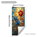 Detailed dimensions of stained glass floral window film, size 45x100cm with peeling effect - Stained Glass Floral Style (D20070)
