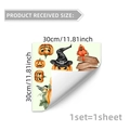 Adesivi murali Halloween zucca luminosa e cartello con cappello da strega e motivi di gufo - 30x30cm (YCG9005)
