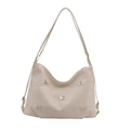 Borsa hobo beige minimalista con farfalle d'argento e doppi spallacci sottili - Borsa / Bianco