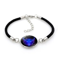 Handmade woven Taurus zodiac bracelet featuring a neon glass charm and black cord - Taurus (2Taurus) / Black