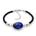 Braided Leo zodiac bracelet with blue lion glass gem and adjustable black cord rope - Leo (5Leo) / Black