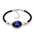Handwoven Scorpio zodiac sign bracelet with purple glowing glass charm and black cord - Scorpio (8Scorpio) / Black