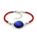 Adjustable red braided rope bracelet with a glowing Aries constellation pendant for women - Aries (1Aries) / Red
