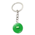 Green cartoon expression keychain with glass pendant and silver metal ring for bags - Green Big Eye Expression