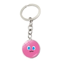 Pink round keychain with cartoon expression and silver chain for fan accessories - Pink Cute Expression
