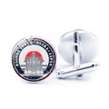 Silver cufflinks with glass dome featuring Japan Osaka Pagoda Tower design - Japan