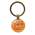 Halloween Kürbis Schlüsselanhänger mit Bronze Metallrahmen und Glasanhänger - Halloween Candy Design 9 / Bronze