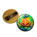 Vintage Bronze Halloween Kürbis Brosche mit leuchtendem Jack-O-Lantern Design - Jack-o-Lantern Logo Stil (Bronze-1) / Bronze