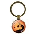 Halloween Schlüsselanhänger aus Bronze mit Kürbis-Motiv und Glaskuppel für Taschen - Scary Forest Design 12 / Bronze
