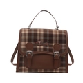 Borsa a tracolla scozzese marrone con ricamo bassotto e doppia fibbia stile vintage - Stile Fiocco