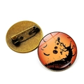 Vintage Halloween-Brosche in Bronze mit Kürbis-, Eulen- und Fledermausmotiven - Kürbis Wünsche Wald Stil (Bronze-12) / Bronze