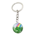 Lucky four-leaf clover keychain with rainbow pendant and silver metal ring for bags - Rainbow Clover Style (JY009299-12)