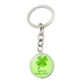Macro detail of silver four-leaf clover lucky pendant with have a Lucky Day! text - Lucky Day Clover Style (JY009299-9)