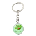 Good luck keychain featuring a green four-leaf clover pendant with a red ladybug on top - Clover Ladybug Style (JY009299-1)