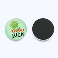 Grüner vierblättriger Kleeblatt Kühlschrankmagnet aus Kristallglas mit Good Luck Schrift - Handgezeichnetes Kleeblatt Stil (JY009298-10)