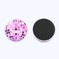 Pink disco ball fridge magnet set with glossy crystal surface and black magnetic back - Pink Purple (JY009233-1)