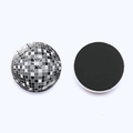 Round 25mm disco ball fridge magnet with black and white grid pattern and magnetic back - Gray White (JY009233-3)