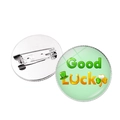 Detailansicht der Vorder- und Rückseite des grünen St. Patrick's Day Kleeblatt-Buttons - Gemischte Festelemente (Silver-7)