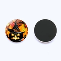 Halloween glass fridge magnet featuring a pumpkin and witch hat with a magnetic back - Witch Hat Pumpkin Style (JY009236-2)