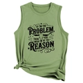 Detail of olive green tank top featuring retro longhorn skull print and text graphic - Olive Green