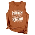 Caramel sleeveless tank top with bull skull graphic and vintage slogan print - Burnt Orange