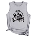 Detail des grauen Camping-Crew-Tops mit Frontknoten und Outdoor-Grafik-Print - S / Hellgrau (Schwarze Schrift)