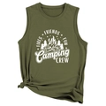 Détail du débardeur de camping vert foncé avec motif feu de camp et nœud latéral - Vert Armée (Police Blanche)