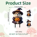 Halloween hamster garden stake dimensions 8.7x6.1 inch, 2D PVC purple wizard pumpkin decor - Witch Hamster Holding Pumpkin Style (DC20055) / 22.2*15.4cm