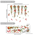 Adesivi murali natalizi con stelle di Natale e uccelli dipinti a mano per casa - Stile Poinsettia e Uccelli di Natale (M13623) / 30x90cm x 2 Fogli