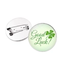 Grüne Kleeblatt-Brosche im Retro-Stil mit Good Luck-Aufdruck und Sicherheitsnadel-Clip - Gradient Kleeblatt (Silver-8)
