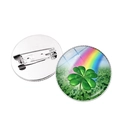Retro Kleeblatt-Brosche mit Regenbogen-Design auf silberner Metallbasis-Anstecknadel - Kleeblatt mit Regenbogen (Silver-12)