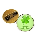 Retro-Anstecknadel mit vierblättrigem Kleeblatt und Have a Lucky Day Aufdruck - Have a Lucky Day (Bronze-9)