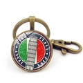 Portachiavi bronzo Pisa Italia con colori della bandiera e ciondolo Torre di Pisa - Torre di Pisa Italia Bronzo Antico (Rame 9)