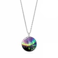 Macro view of Aurora Borealis pendant featuring a forest silhouette and glass dome - Colorful Aurora Forest Silhouette (JY009322-7)