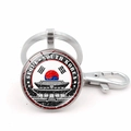 Portachiavi argento con cabochon in vetro, bandiera di Seoul e monumenti storici - Seoul Corea del Sud Argento (Argento 3)
