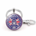 Portachiavi con bandiera britannica e illustrazione Big Ben con pendente rotondo - Big Ben Regno Unito Argento (Argento 7)