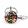 Portachiavi argento con ciondolo cabochon bandiera tedesca e chiusura a moschettone - Emblema della Germania Argento (Argento 8)