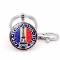 Portachiavi Torre Eiffel Parigi con bandiera francese e chiusura a moschettone in metallo - Torre Eiffel Parigi Argento (Argento 10)