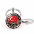 Portachiavi souvenir Istanbul Turchia con bandiera e cupola in vetro della moschea - Istanbul Turchia Argento (Argento 11)