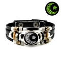 Bracciale luminoso sole e luna in pelle per coppie con perline intrecciate e luce - Stile Luminoso con Motivo Luna e Stelle