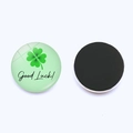 Grüner Vierblättriges Kleeblatt Kühlschrankmagnet aus Kristallglas mit Good Luck Schrift - Gradient Kleeblatt Viel Glück Stil (JY009298-3)