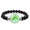 Bracciale di perline con onice nero e ciondolo a quadrifoglio verde Good Luck - Stile Quadrifoglio Semplice Good Luck (JY009294-5)