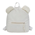 Sac à dos chic en velours côtelé beige pour femmes avec oreilles d'ours mignonnes - Blanc Cassé