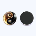 Yin Yang Tai Chi glass fridge magnet with artistic gold fire and magnetic backing - Golden Flame Style (JY9353-10)