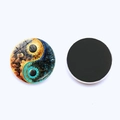 Front and back detail of Yin Yang crystal glass fridge magnet with magnetic backing - Fantasy Cloud Style (JY9353-8)