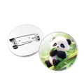 Cute panda brooch badge with crystal bamboo leaf design on a clean white background - Silver - Realistic Panda (4)