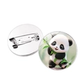 Cute panda brooch with crystal bamboo leaf pattern on white background for women - Silver - Cute Panda (2)