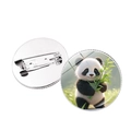 Ensemble de broches panda mignon avec motif feuille de bambou et fermoir en métal - Argent - Dessin de Panda (11)