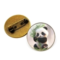 Broche panda mignonne avec feuille de bambou en cristal et support en métal bronze - Bronze - Panda with Bamboo (3)