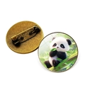 Broche panda mignonne avec illustration de bambou et revers en épingle de bronze - Bronze - Panda with Bamboo (4)